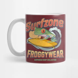 Funny Cute Red Eyed Tree Frog Surfing Mug